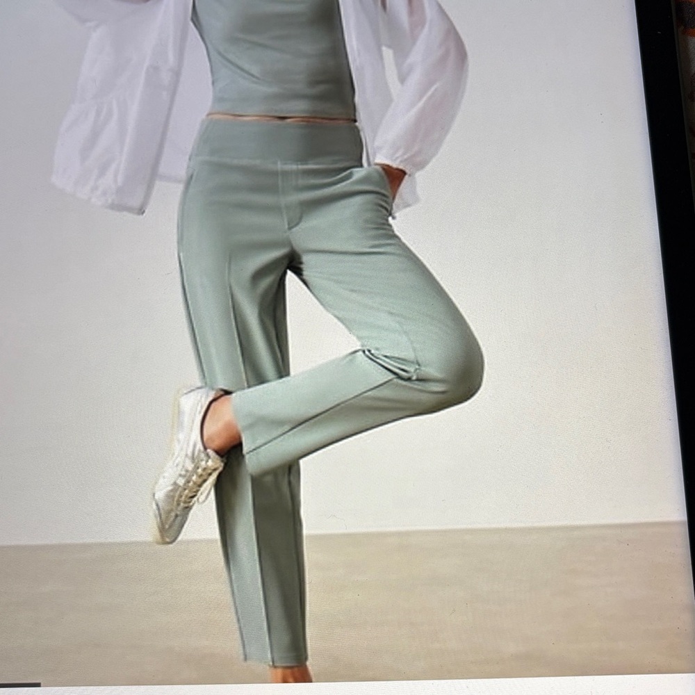 Athleta Sage Green High-Rise Straight-Leg Pants